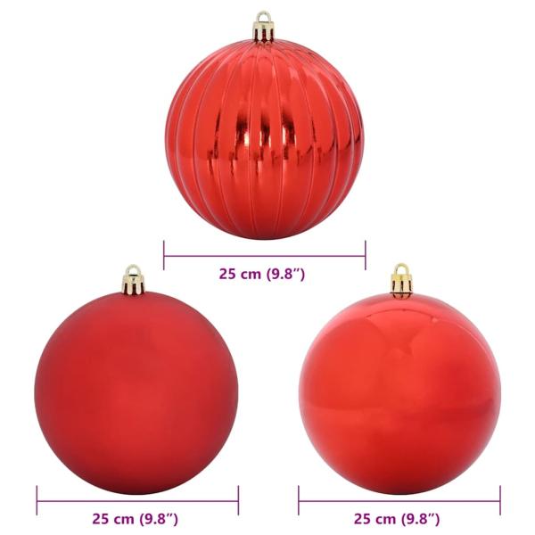 Weihnachtsbaumkugel Set XXL 3 Stk. Rot Ø 25 cm Kunststoff LEDs