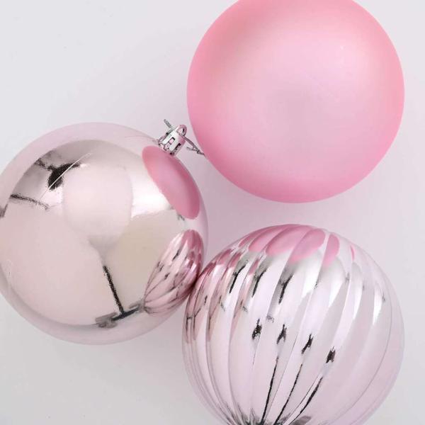 Weihnachtsbaumkugel Set XXL 3 Stk. Rosa Ø 25 cm Kunststoff LEDs