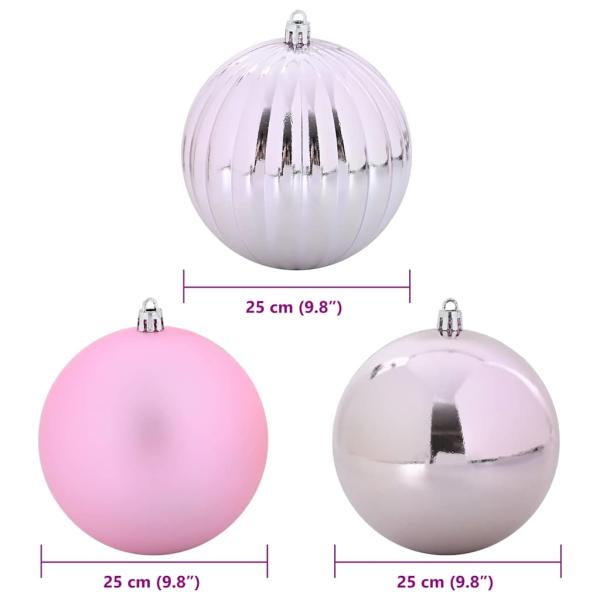 Weihnachtsbaumkugel Set XXL 3 Stk. Rosa Ø 25 cm Kunststoff LEDs