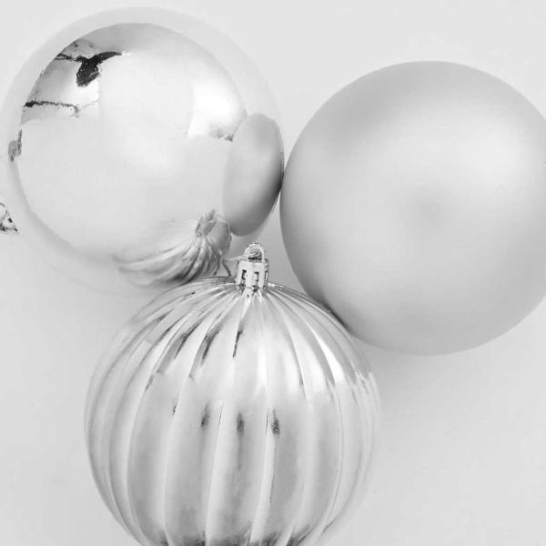 Weihnachtskugeln Set XL 9 Stk. Silber Ø 15 cm Kunststoff LEDs