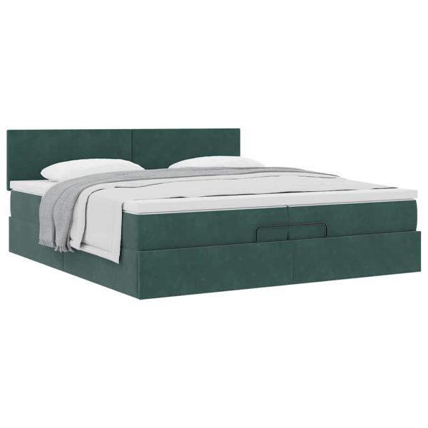 Ottoman-Bett mit Matratze Dunkelgrün 200x200 cm Samt