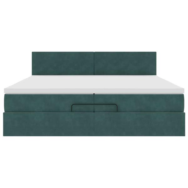 Ottoman-Bett mit Matratze Dunkelgrün 200x200 cm Samt