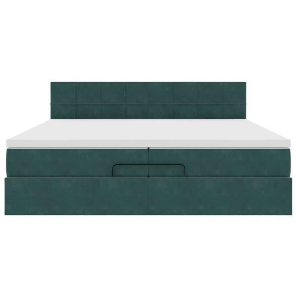 Ottoman-Bett mit Matratze Dunkelgrün 200x200 cm Samt