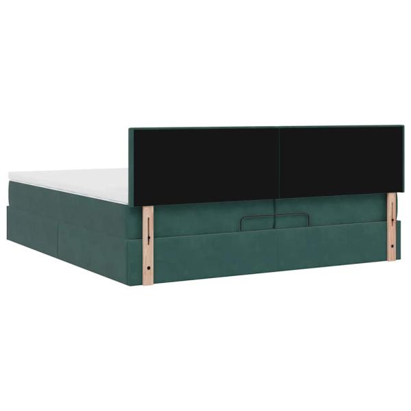 Ottoman-Bett mit Matratzen & LEDs Dunkelgrün 200x200 cm Samt