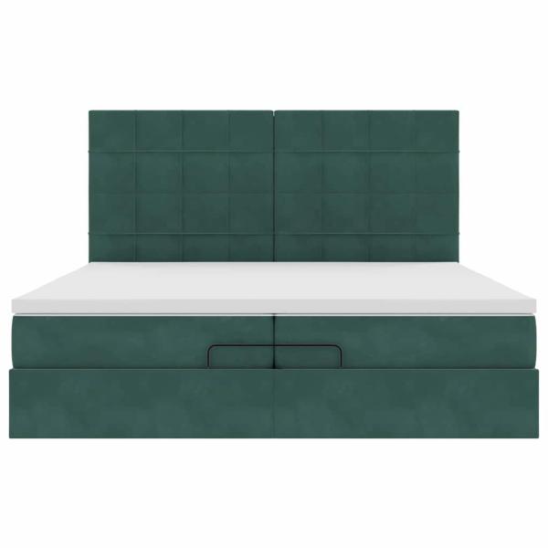 Ottoman-Bett mit Matratzen Dunkelgrün 200x200 cm Samt