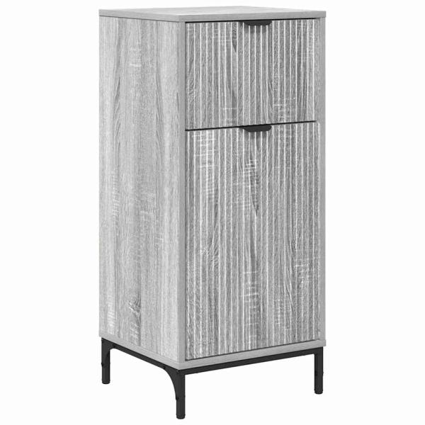 Badezimmermöbel Set mit Tür Graues Sonoma Spanplatte, Metall