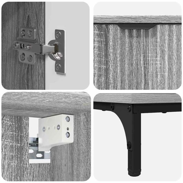 Badezimmermöbel Set mit Tür Graues Sonoma Spanplatte, Metall
