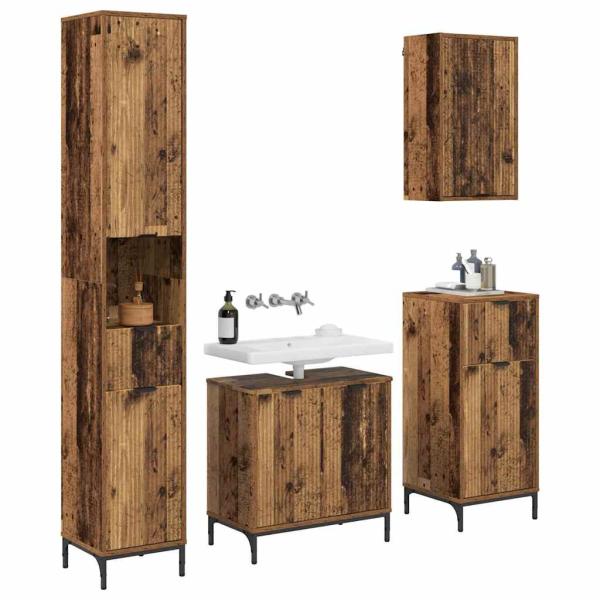 Badezimmermöbel Set mit Schubladen Altholz Spanplatte, Metall