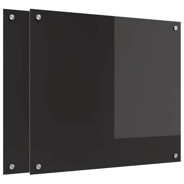 ARDEBO.de - Küchenrückwand Schwarz 70 x 60 x 0.8 cm Gehärtetes Glas