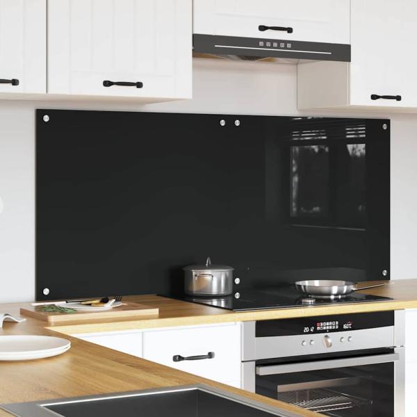 Küchenrückwand Schwarz 70 x 60 x 0.8 cm Gehärtetes Glas