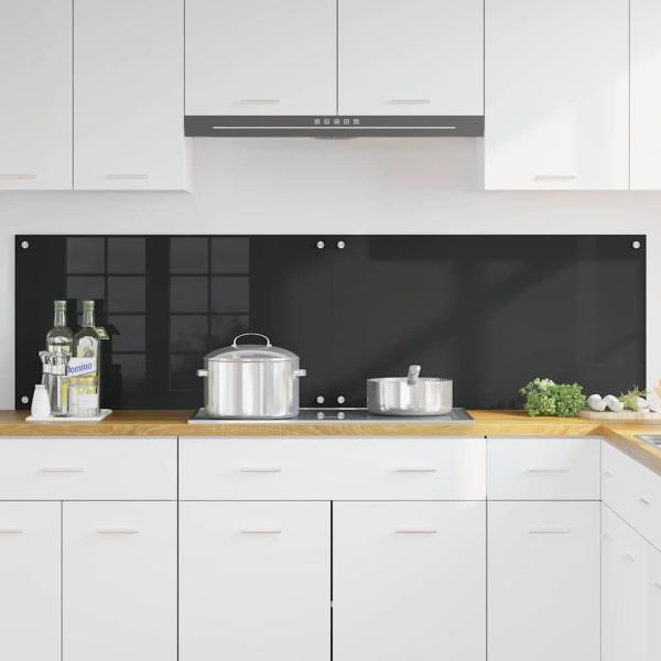 Küchenrückwand Schwarz 90 x 50 x 0.8 cm Gehärtetes Glas