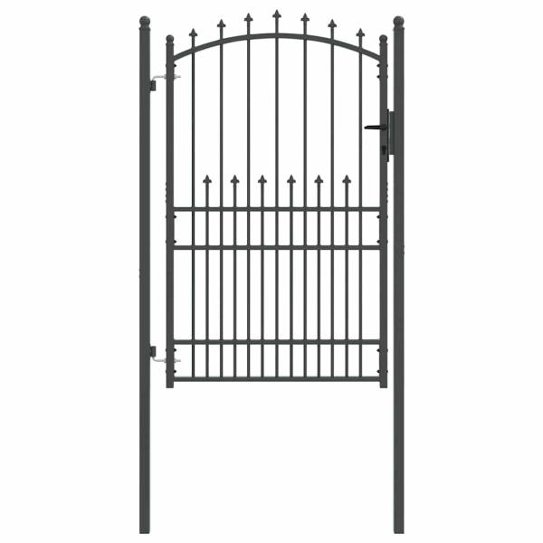 Zauntor mit Spitzen Grau 200 x 100 cm Pulverbeschichteter Stahl