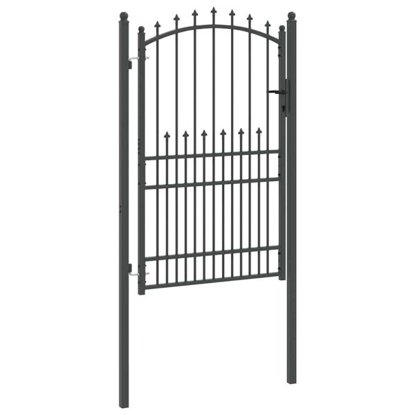 Zauntor mit Spitzen Grau 200 x 100 cm Pulverbeschichteter Stahl