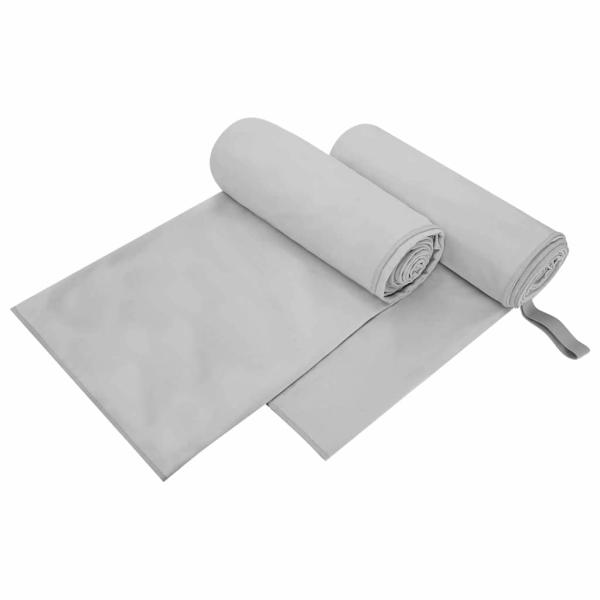 ARDEBO.de - Sporthandtücher 2 pcs Grau 200 x 100 cm Polyester und Polyamid