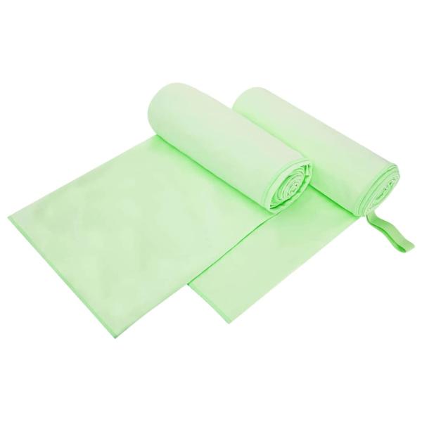 ARDEBO.de - Sporthandtücher 2 pcs Grün 200 x 100 cm Polyester und Polyamid