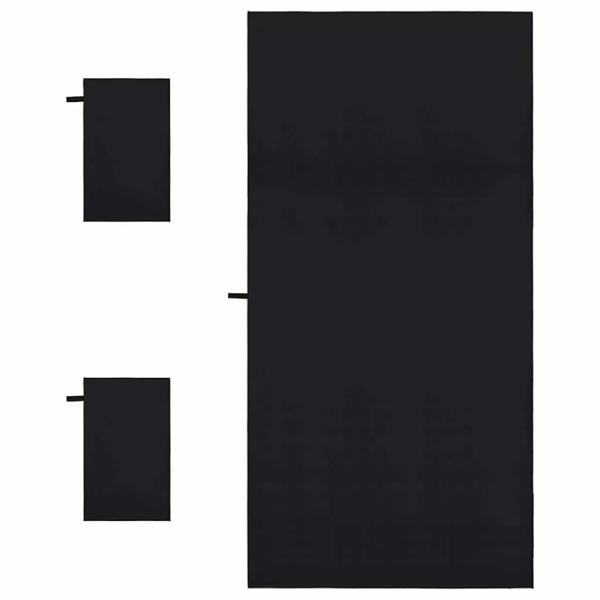 Sporthandtuch Set 3 pcs Schwarz Polyester und Polyamid
