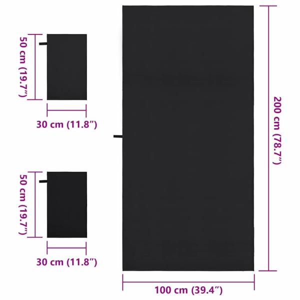 Sporthandtuch Set 3 pcs Schwarz Polyester und Polyamid