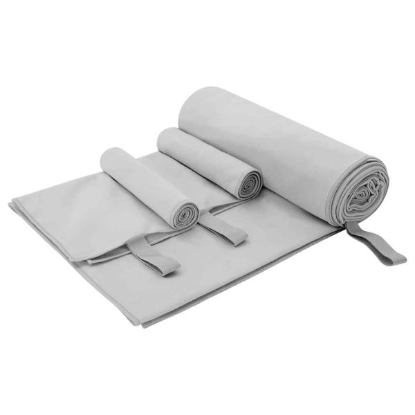 ARDEBO.de - Sporthandtuch Set 3 pcs Grau Polyester und Polyamid
