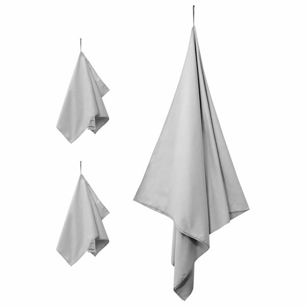 Sporthandtuch Set 3 pcs Grau Polyester und Polyamid