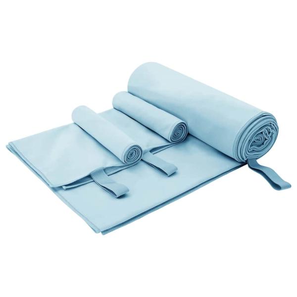 ARDEBO.de - Sporthandtuch Set 3 pcs Blau Polyester und Polyamid