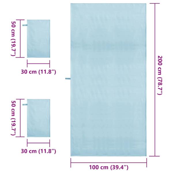 Sporthandtuch Set 3 pcs Blau Polyester und Polyamid