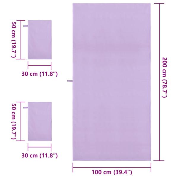 Sporthandtuch Set 3 pcs Lila Polyester und Polyamid