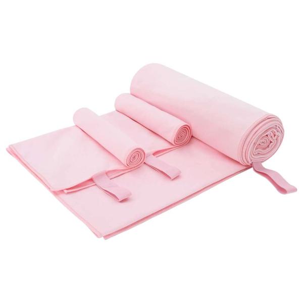 ARDEBO.de - Sporthandtuch Set 3 pcs Rosa Polyester und Polyamid