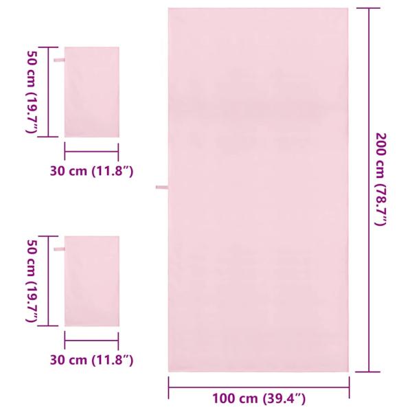 Sporthandtuch Set 3 pcs Rosa Polyester und Polyamid