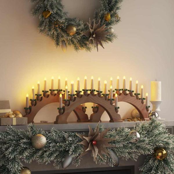 ARDEBO.de - Weihnachtskerzenbogen mit 10 LED Kerzen 3 pcs Braun