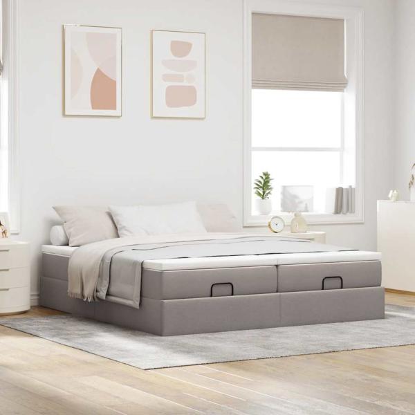 Ottoman-Bett mit Matratzen Taupe 160x200 cm Stoff