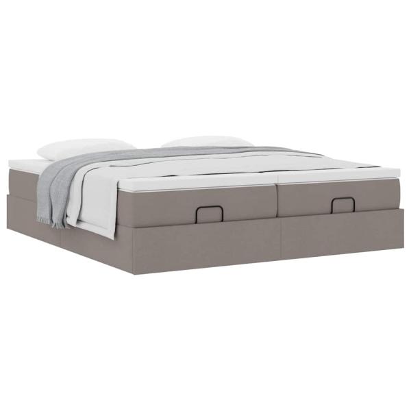 Ottoman-Bett mit Matratzen Taupe 160x200 cm Stoff