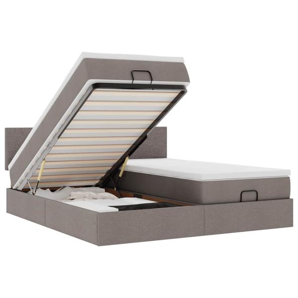 Ottoman-Bett mit Matratzen Taupe 160x200 cm Stoff