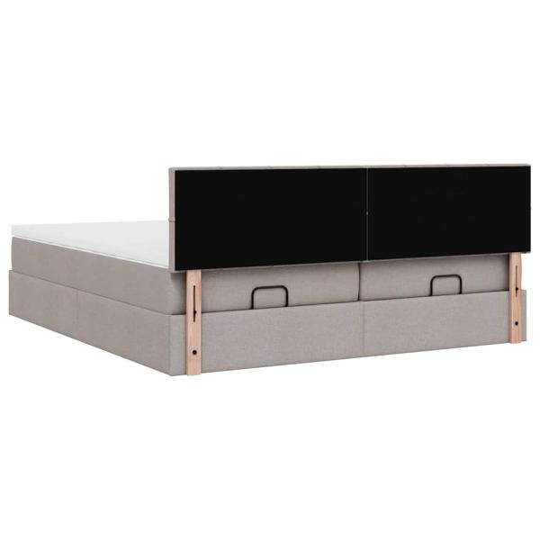 ARDEBO.de - Ottoman-Bett mit Matratzen Taupe 160x200 cm Stoff