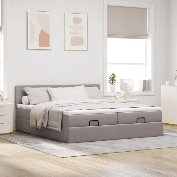 Ottoman-Bett mit Matratzen Taupe 160x200 cm Stoff