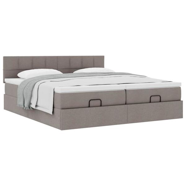 Ottoman-Bett mit Matratzen Taupe 160x200 cm Stoff