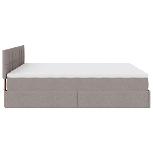 Ottoman-Bett mit Matratzen Taupe 160x200 cm Stoff