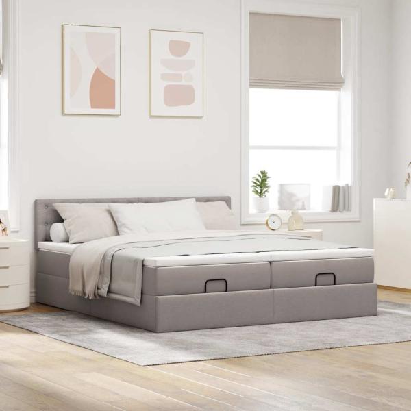 Ottoman-Bett mit Matratzen Taupe 160x200 cm Stoff