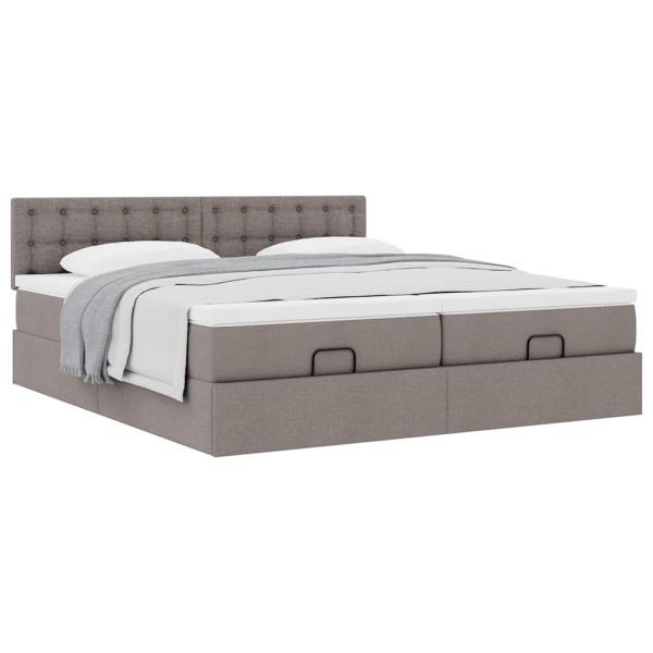 Ottoman-Bett mit Matratzen Taupe 160x200 cm Stoff