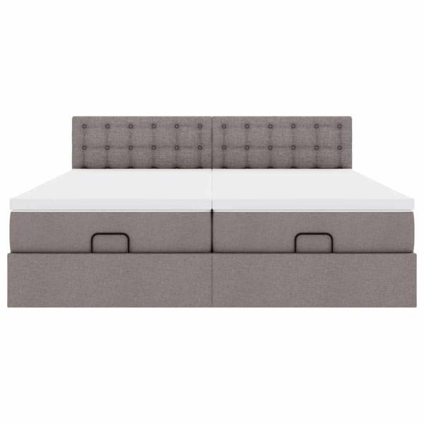 Ottoman-Bett mit Matratzen Taupe 160x200 cm Stoff