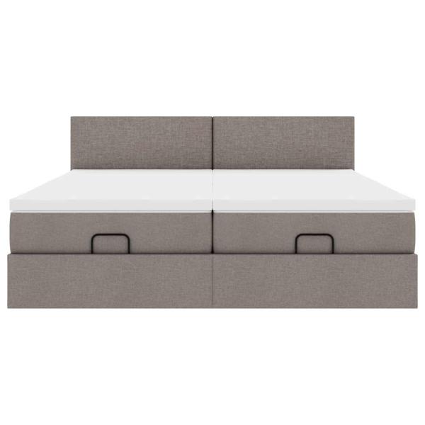Ottoman-Bett mit Matratzen & LEDs Taupe 160x200 cm Stoff