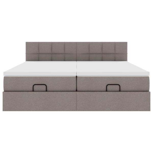Ottoman-Bett mit Matratzen & LEDs Taupe 160x200 cm Stoff
