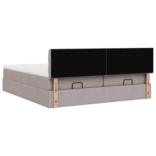 Ottoman-Bett mit Matratzen & LEDs Taupe 160x200 cm Stoff