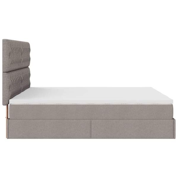 Ottoman-Bett mit Matratzen Taupe 160x200 cm Stoff