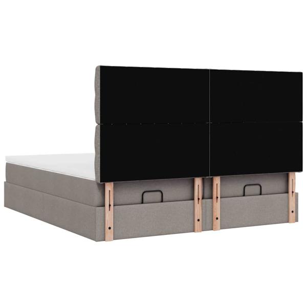 Ottoman-Bett mit Matratzen Taupe 160x200 cm Stoff