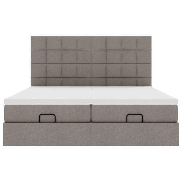 Ottoman-Bett mit Matratzen & LEDs Taupe 160x200 cm Stoff