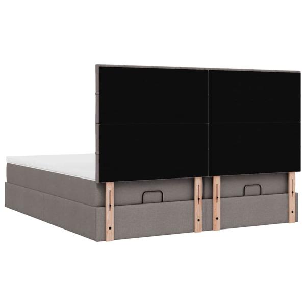 Ottoman-Bett mit Matratzen & LEDs Taupe 160x200 cm Stoff