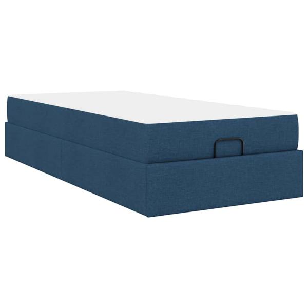 Bettgestell mit Matratze Blau 80 x 200 cm Stoff