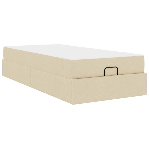 Bettgestell mit Matratze Creme 90 x 190 cm Stoff