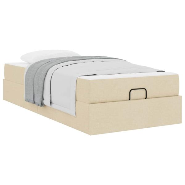 Bettgestell mit Matratze Creme 90 x 190 cm Stoff