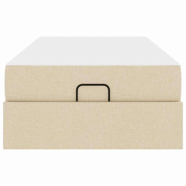 Bettgestell mit Matratze Creme 90 x 190 cm Stoff